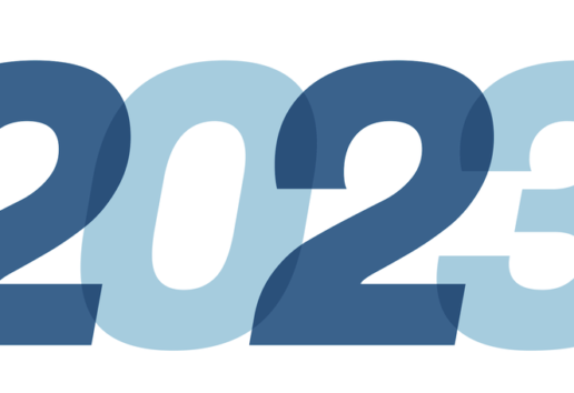 Texte alternatif : "Les chiffres représentant l'année 2023 en couleurs dégradées de bleu.