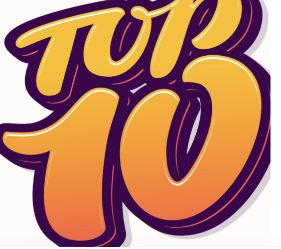 Texte alternatif : "Logo affichant « Top 10 » avec style graphique coloré en orange et violet.