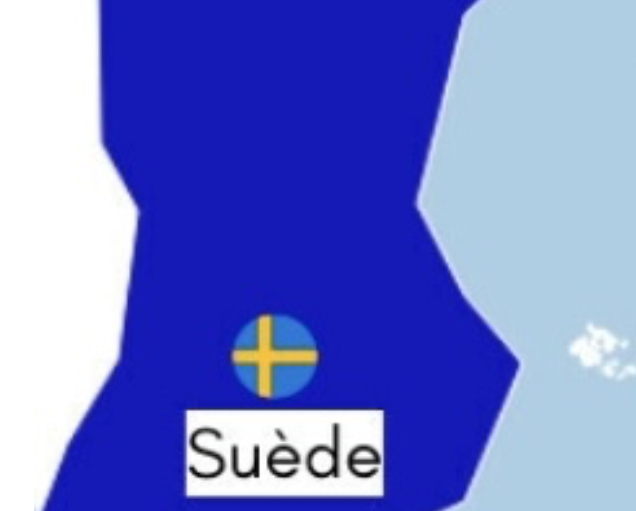 Carte simplifiée de la Suède avec son drapeau national.