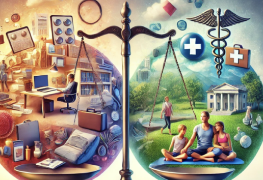 Cette image symbolise l'équilibre entre travail et santé, vie professionnelle et bien-être familial.
