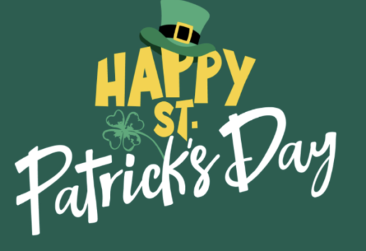 Texte alternatif : "Message de fête pour la Saint-Patrick avec chapeau vert et trèfle.